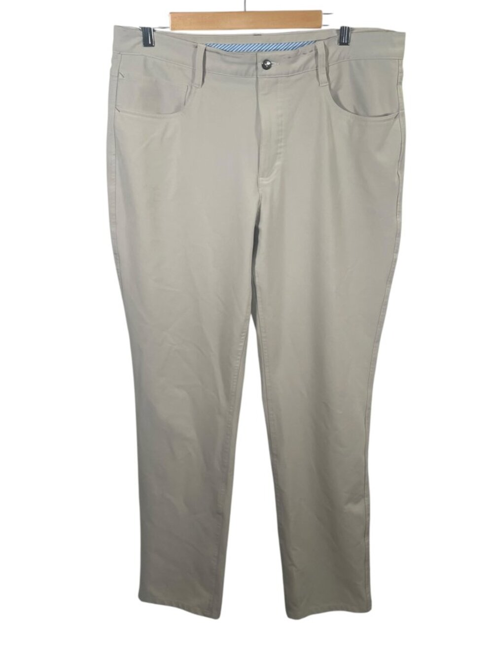 FootJoy Athletic Fit Golf Pants Mens 36x32 Stone 5-Pocket Performance Flaw